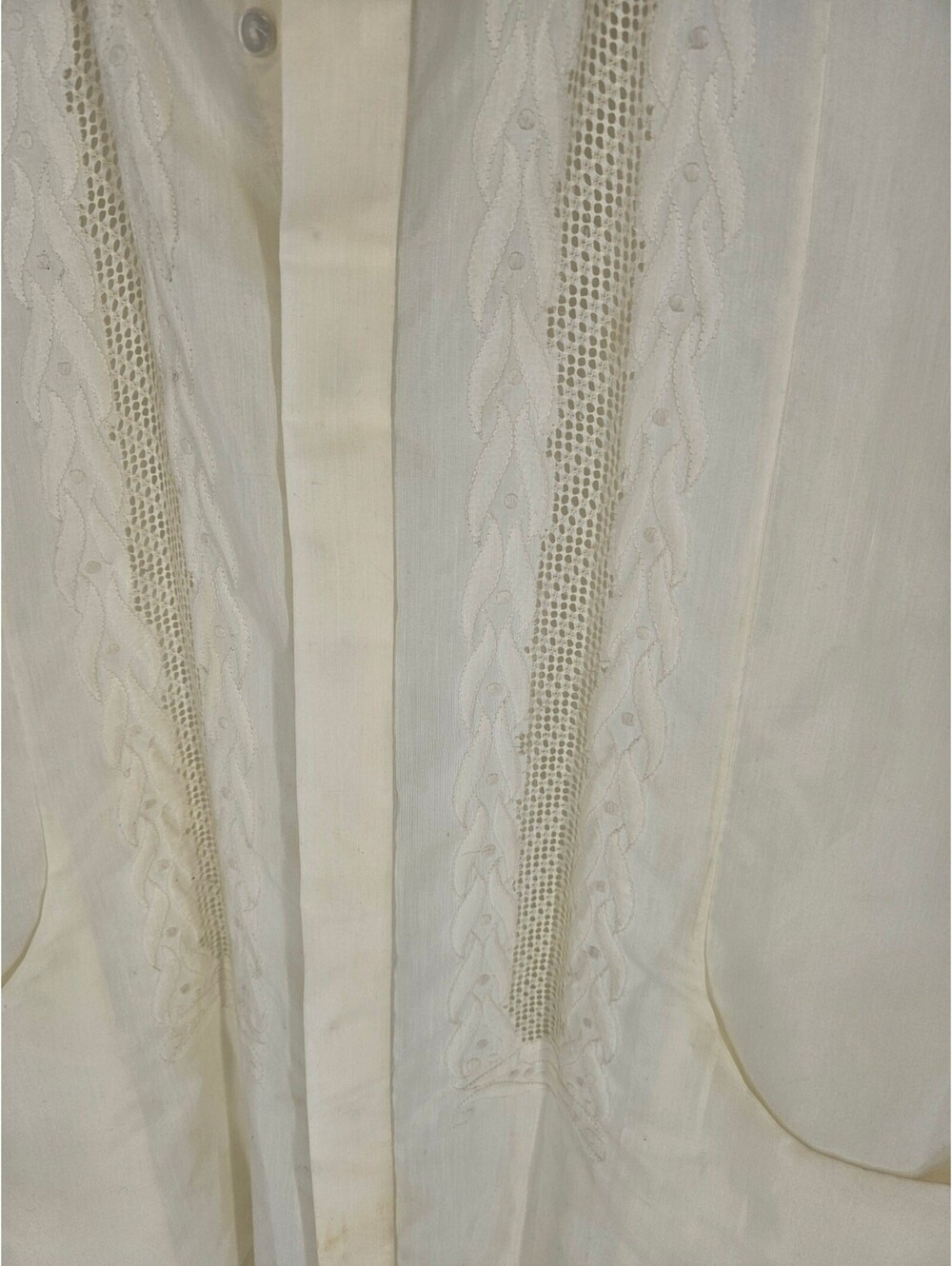 Tesoro's Men's Cream Short Sleeve Polyester Button Down Collared Shirt Size XL - Picture 2 of 4